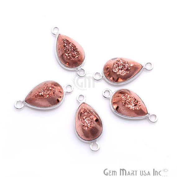 Window Druzy 8x12mm Pears Bezel Cave Druzy Connector (Pick Color, Bail, Plating) - GemMartUSA