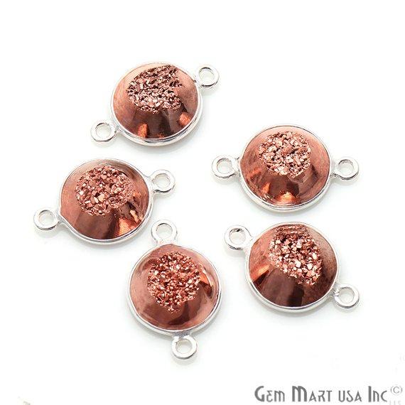 Window Druzy 10mm Round Shape Bezel Cave Druzy Gemstone Connector (Pick Your Color, Bail, Plating) - GemMartUSA