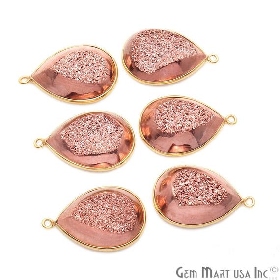 Window Druzy 16x22mm Pear Bezel Cave Druzy Gemstone Connector (Pick Your Color, Bail) - GemMartUSA