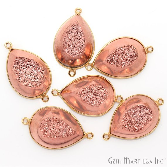 Window Druzy 16x22mm Pear Bezel Cave Druzy Gemstone Connector (Pick Your Color, Bail) - GemMartUSA