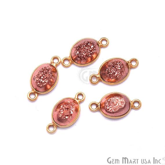 Window Druzy 7x9mm Oval Bezel Cave Druzy Gemstone Connector (Pick Your Color, Bail, or Plating) - GemMartUSA