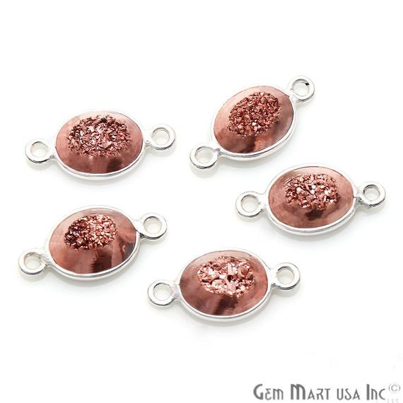 Window Druzy 7x9mm Oval Bezel Cave Druzy Gemstone Connector (Pick Your Color, Bail, or Plating) - GemMartUSA