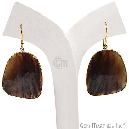 Wonder Sapphire 27X36MM Gold Plated Gemstone Dangle Hook Earrings (WSER-90560) - GemMartUSA