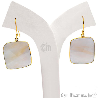 Wonder Sapphire 23X28MM Gold Plated Gemstone Dangle Hook Earrings (WSER-90562) - GemMartUSA