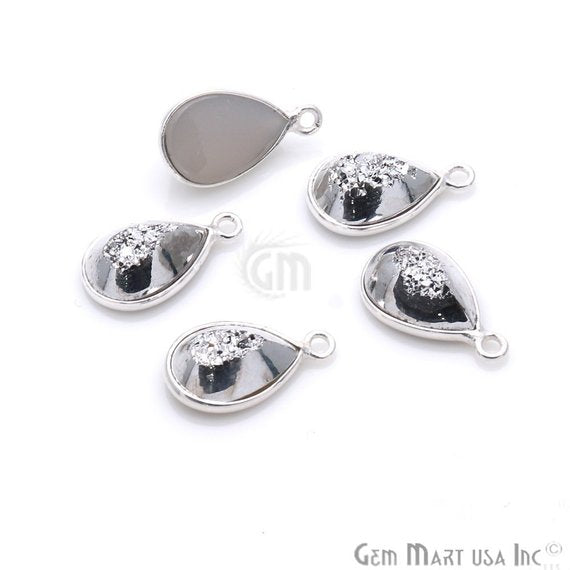 Window Druzy 8x12mm Pears Bezel Cave Druzy Connector (Pick Color, Bail, Plating) - GemMartUSA