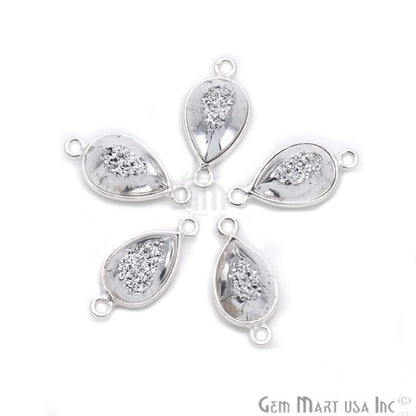 Window Druzy 8x12mm Pears Bezel Cave Druzy Connector (Pick Color, Bail, Plating) - GemMartUSA