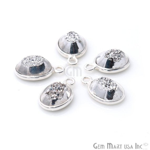 Window Druzy 7x9mm Oval Bezel Cave Druzy Gemstone Connector (Pick Your Color, Bail, or Plating) - GemMartUSA