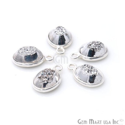 Window Druzy 7x9mm Oval Bezel Cave Druzy Gemstone Connector (Pick Your Color, Bail, or Plating) - GemMartUSA