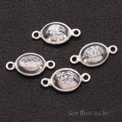 Window Druzy 7x9mm Oval Bezel Cave Druzy Gemstone Connector (Pick Your Color, Bail, or Plating) - GemMartUSA