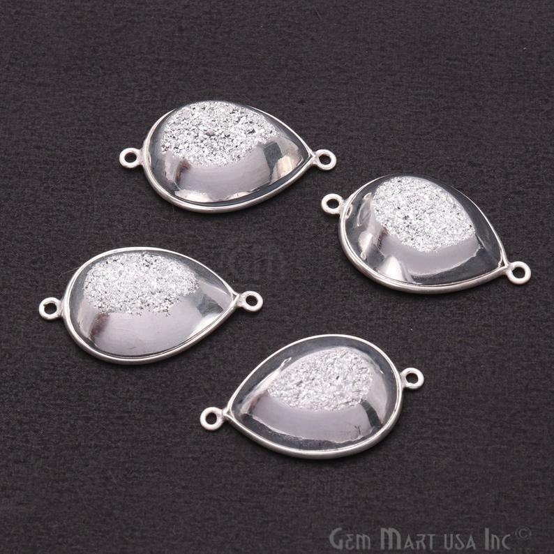 Window Druzy 16x22mm Pear Bezel Cave Druzy Gemstone Connector (Pick Your Color, Bail) - GemMartUSA