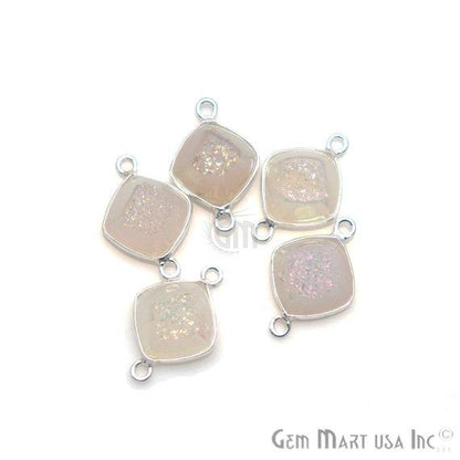 Window Druzy 10mm Cushion Shape Bezel Cave Druzy Gemstone Connector (Pick Your Color, Bail, Plating) - GemMartUSA