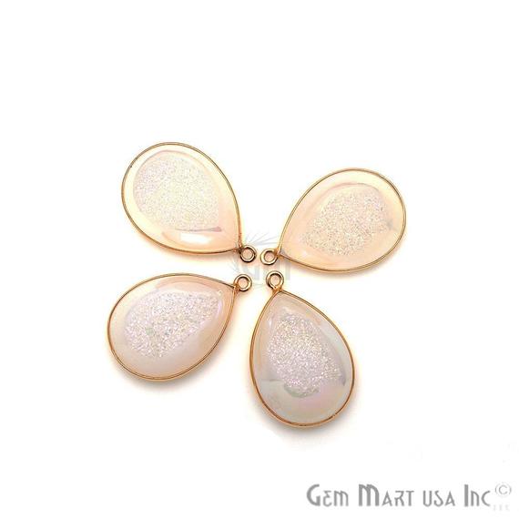 Window Druzy 16x22mm Pear Bezel Cave Druzy Gemstone Connector (Pick Your Color, Bail) - GemMartUSA