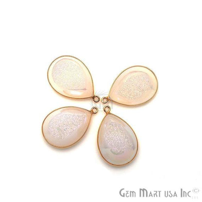 Window Druzy 16x22mm Pear Bezel Cave Druzy Gemstone Connector (Pick Your Color, Bail) - GemMartUSA