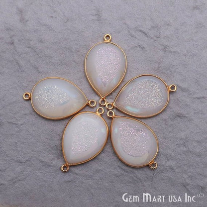 Window Druzy 16x22mm Pear Bezel Cave Druzy Gemstone Connector (Pick Your Color, Bail) - GemMartUSA