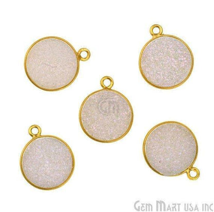 Natural Titanium Gold Druzy 12mm Round Single Bail Bezel Gemstone Connector