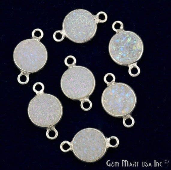 Titanium Druzy 8mm Round Bezel Connector (Pick Color, Bail, Plating) - GemMartUSA