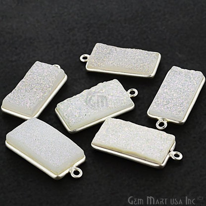 Titanium Druzy 10x20mm Octagon Bezel Gemstone Connector (Pick Your Color, Bail, Plating) - GemMartUSA