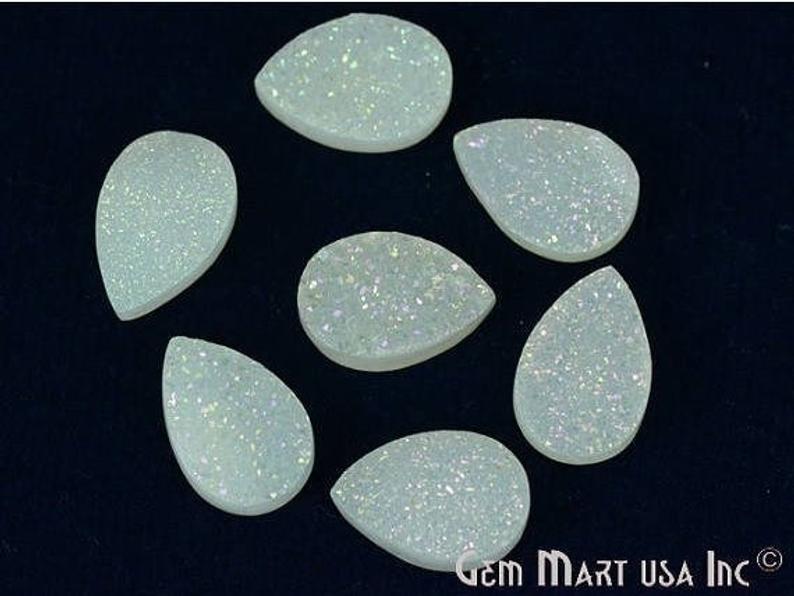 Plain Druzy 8x12mm Pear Shape Loose Cabochon (Pick Your Color) - GemMartUSA