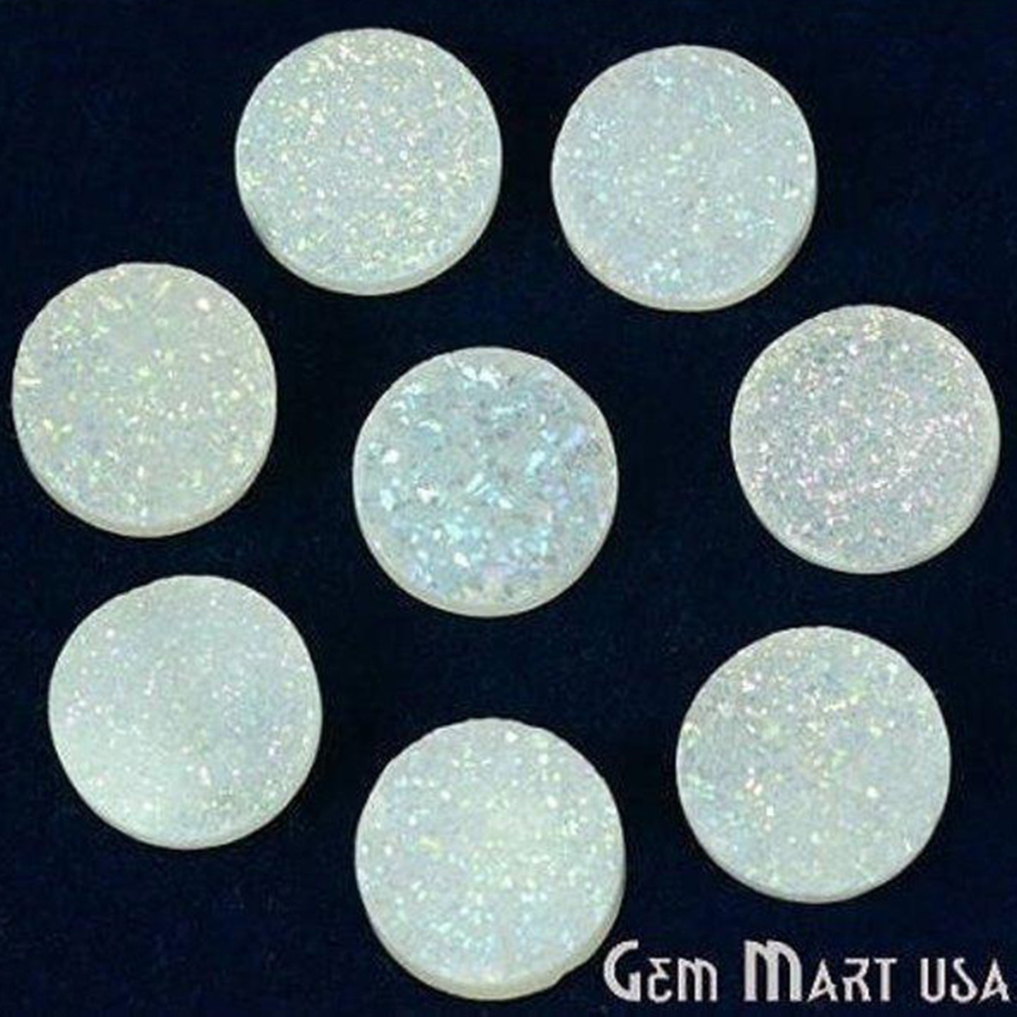 Plain Druzy 8mm Round Shape Loose Cabochon (Pick Your Color) - GemMartUSA