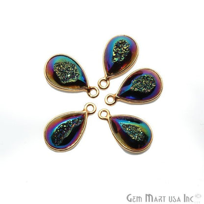 Window Druzy 8x12mm Pears Bezel Cave Druzy Connector (Pick Color, Bail, Plating) - GemMartUSA