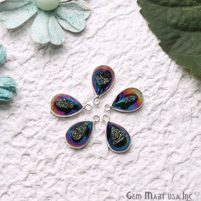 Window Druzy 8x12mm Pears Bezel Cave Druzy Connector (Pick Color, Bail, Plating) - GemMartUSA