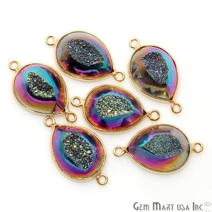 Window Druzy 12x16mm Pears Bezel Cave Druzy Connector (Pick Color, Bail, Plating) - GemMartUSA