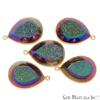 Window Druzy 16x22mm Pear Bezel Cave Druzy Gemstone Connector (Pick Your Color, Bail) - GemMartUSA
