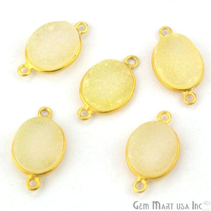 Color Druzy Connector 10x12mm Oval Gold Plated Double Bail Gemstone Connector (Pick Color) (11146) - GemMartUSA
