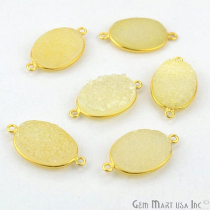 Color Druzy 13x18mm Oval Bezel Gold Plated Bail Gemstone Connector (Pick Color, Bail) - GemMartUSA