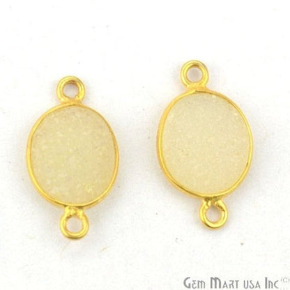 Color Druzy 8x10mm Oval Bezel Gold Plated Double Bail Gemstone Connector (Pick Color) (11149) - GemMartUSA