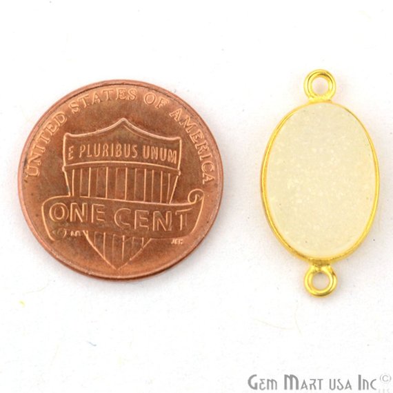 Color Druzy 10x14mm Oval Bezel Gold Plated Bail Gemstone Connector (Pick Color, Bail) - GemMartUSA