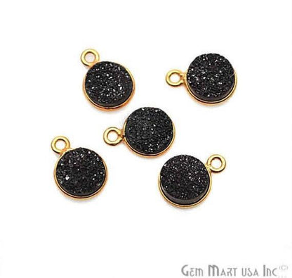 Titanium Druzy 8mm Round Bezel Connector (Pick Color, Bail, Plating) - GemMartUSA