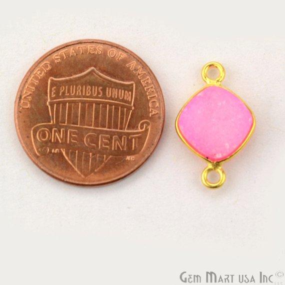 Color Druzy Connector, 8mm Cushion Shape Bezel Gold Plated Gemstone Connector 1pc Choose Your Color - GemMartUSA