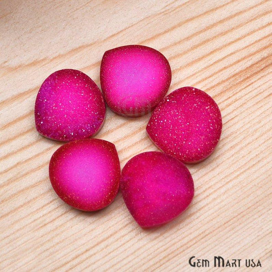 Plain Color Druzy 16mm Heart Shape Loose Cabochon (Pick Your Color) - GemmartUSA