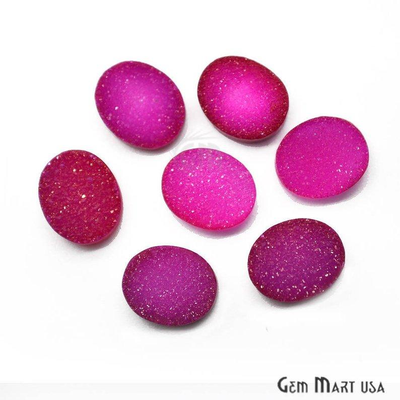 Plain Color Druzy 10x12mm Oval Shape Loose Cabochon (Pick Your Color) - GemMartUSA