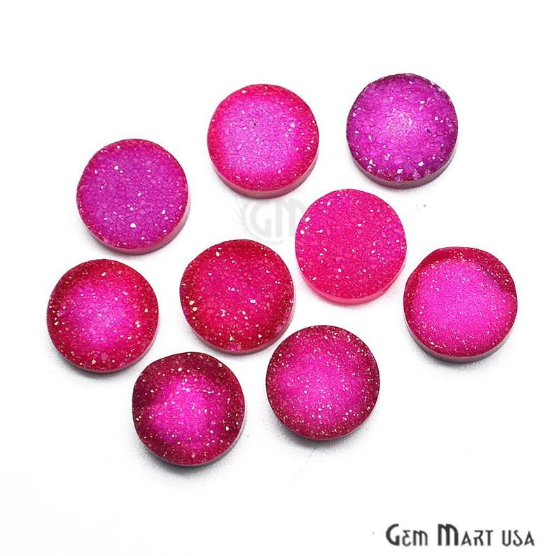 Plain Druzy Cabochon 12mm Round Druzy (Pick Your Color) - GemMartUSA