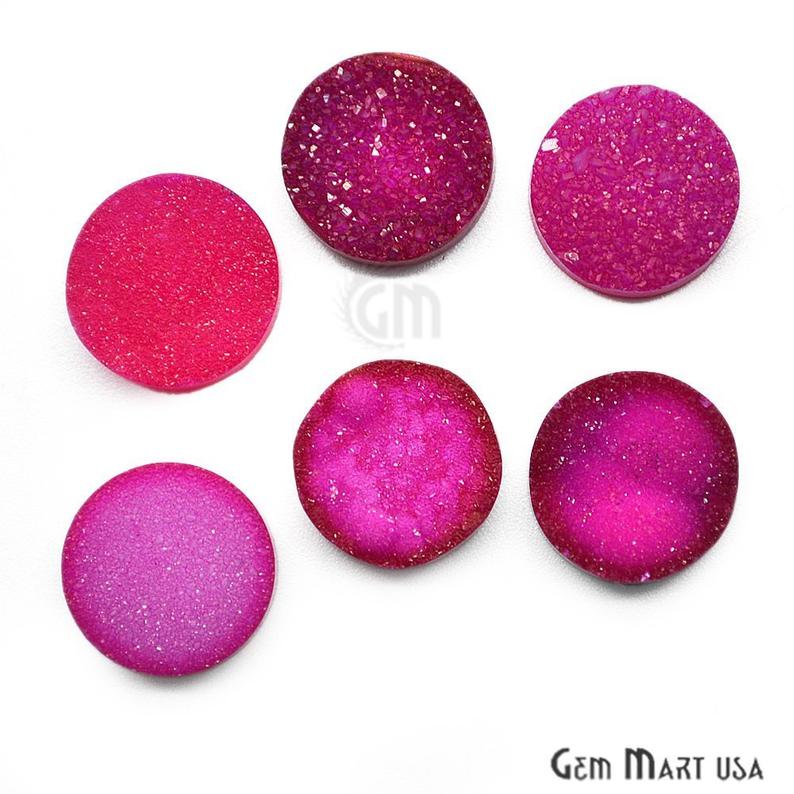 Plain Color Druzy 14mm Round Shape Loose Cabochon (Pick Your Color) - GemMartUSA