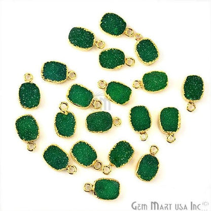 Gold Electroplated Druzy 8x10mm Octagon Shape Druzy Gemstone Connector (Pick Your Color, Bail) - GemMartUSA