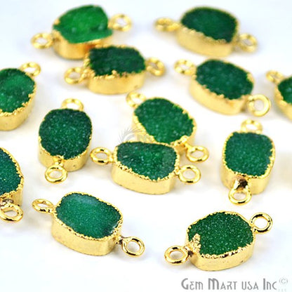 Gold Electroplated Druzy 8x10mm Octagon Shape Druzy Gemstone Connector (Pick Your Color, Bail) - GemMartUSA