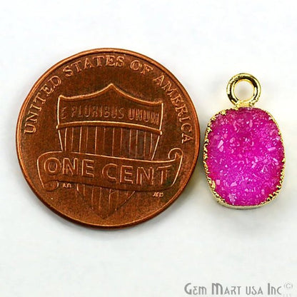 Gold Electroplated Druzy 8x10mm Octagon Shape Druzy Gemstone Connector (Pick Your Color, Bail) - GemMartUSA