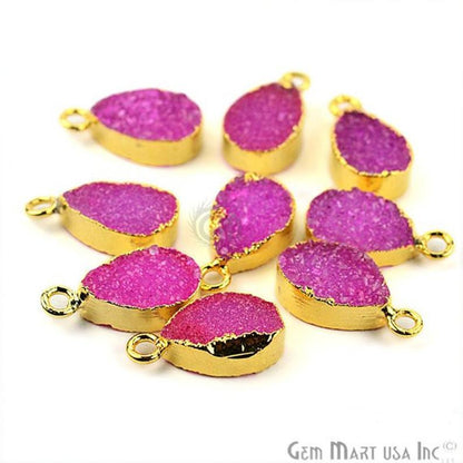 Druzy Gold Electroplated 8x12mm Pears Single Bail Gemstone Connector