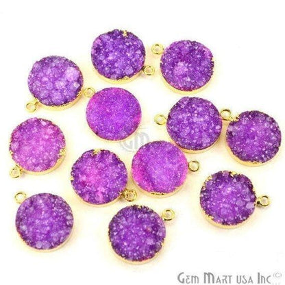Gold Electroplated 16mm Round Single Bail Druzy Gemstone Connector