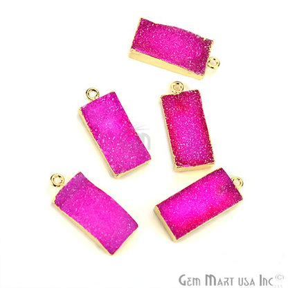 Gold Electroplated Druzy 10x20mm Octagon Druzy Gemstone Connector (Pick Your Color, Bail) - GemMartUSA