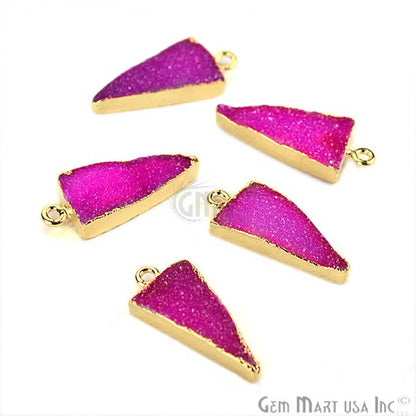 Gold Electroplated Druzy 10x20mm Trillion Druzy Connector (Pick Color, Bail) - GemMartUSA