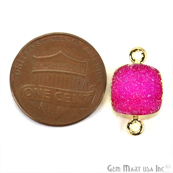 Gold Electroplated 10mm Square Double Bail Druzy Gemstone Connector (Pick Your Color) - GemMartUSA