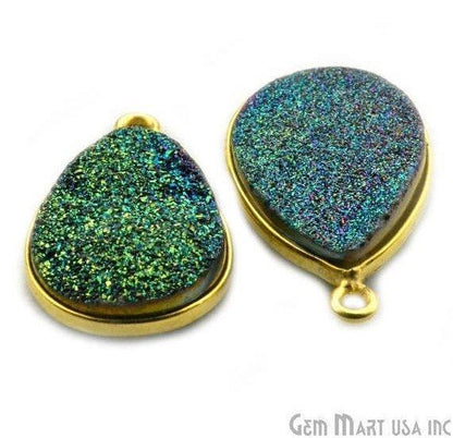 Titanium Druzy 13x18mm Pears Gold Single Bail Bezel Gemstone Connector
