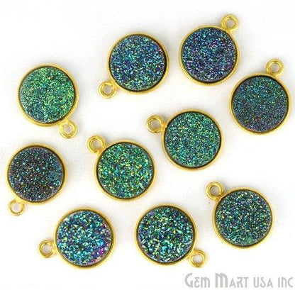 Titanium Druzy 10mm Round Bezel Connector (Pick Color, Bail, Plating) - GemMartUSA