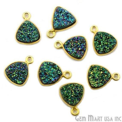 Natural Titanium Druzy 10mm Trillion Gold Single Bail Gemstone Connector