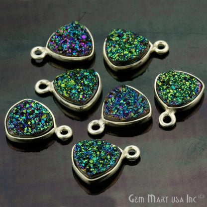 Natural Titanium Druzy 10mm Trillion Silver Single Bail Gemstone Connector