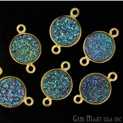 Titanium Druzy 10mm Round Bezel Connector (Pick Color, Bail, Plating) - GemMartUSA